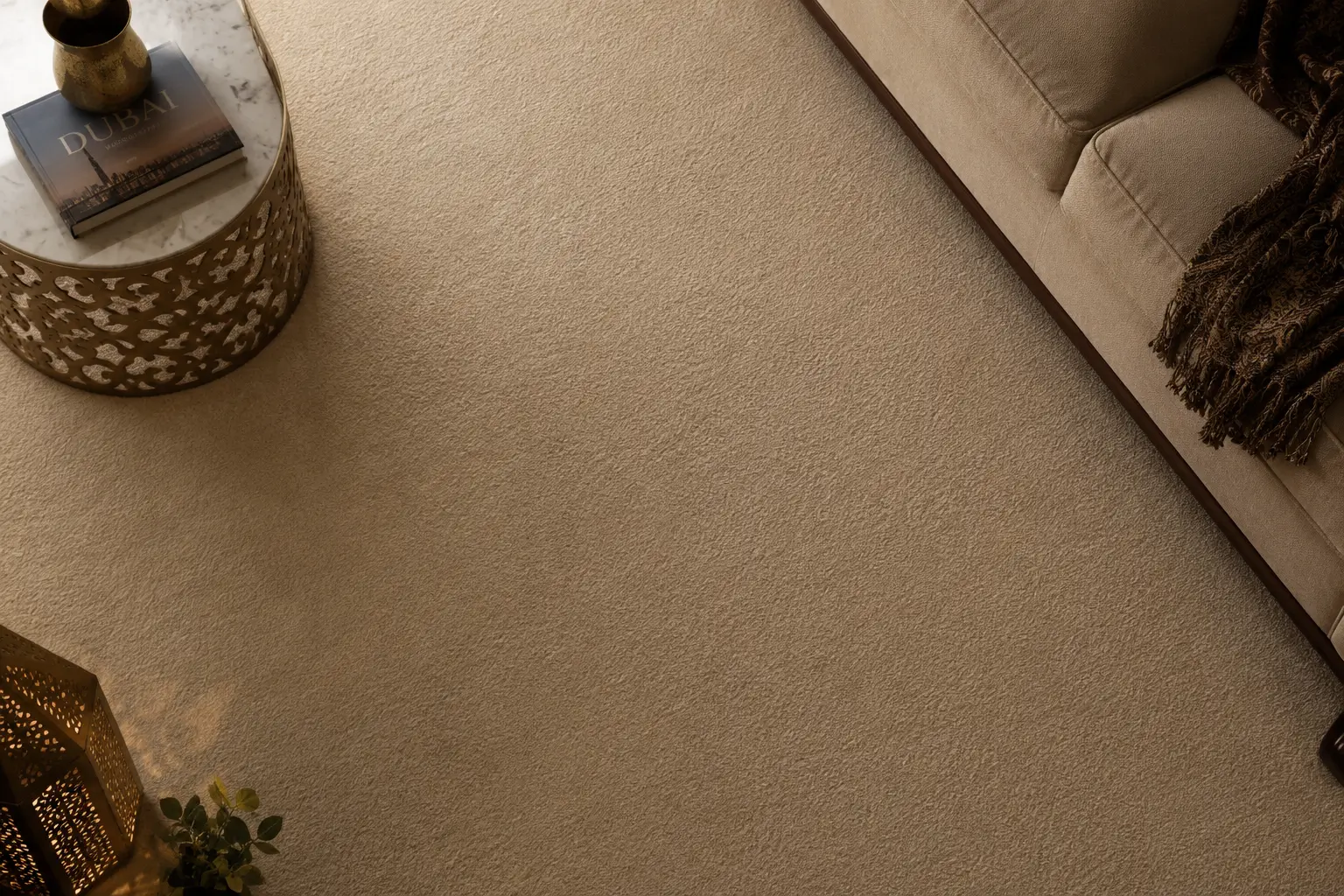 Luxury neutral carpet in elegant Dubai apartment
