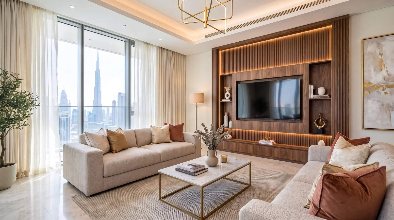 Custom-made furniture in Dubai living room by Al Jinan Furniture Karama